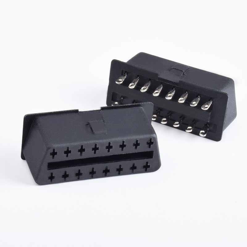 OBD 16PIN female connector, automotive OBD2 female connector, injection molded diagnostic interface