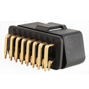 OBD2 16pin male gold-plated connector, 90 degree rightward bending pin OBD plug, car truck interface