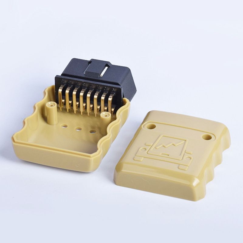 J1962M Automotive OBD2 Male OBD 16pin Connector Gold Plated 90 ° Bend Pin Male 12V/24V