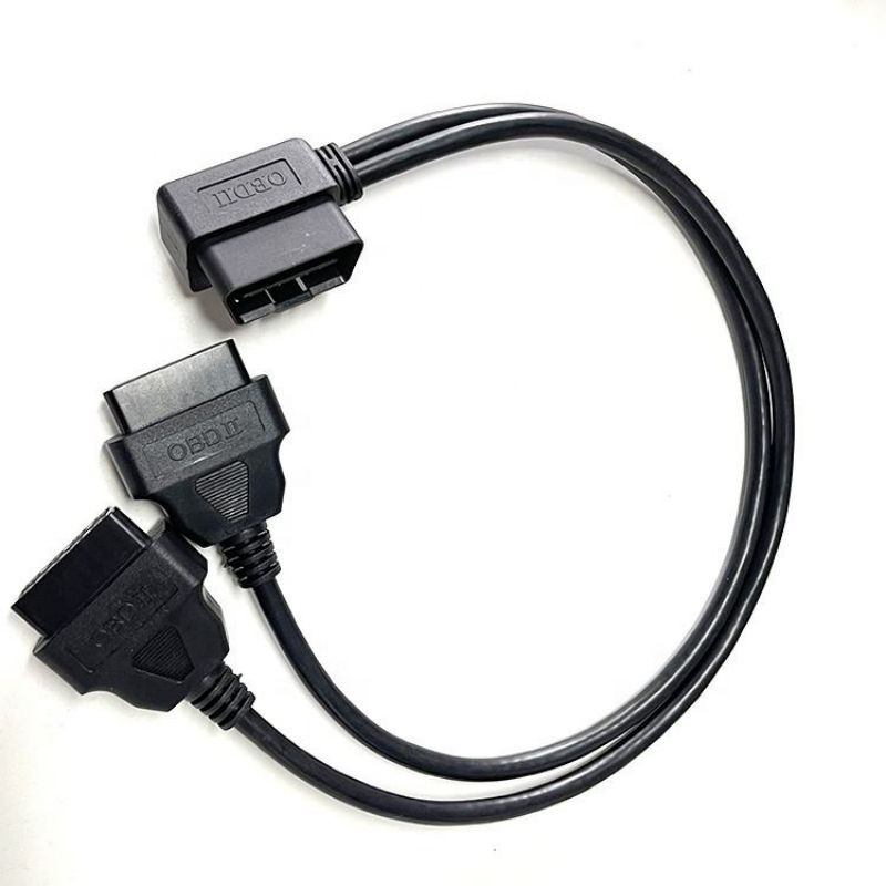 Vehicle diagnostic cable 16 Pin OBD  male  to    2  female   obd2  16pin   Splitter Y cable