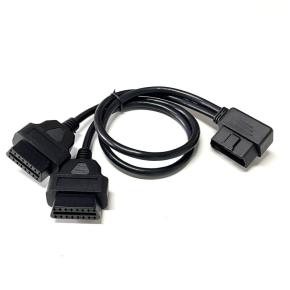 Vehicle diagnostic cable 16 Pin OBD  male  to    2  female   obd2  16pin   Splitter Y cable