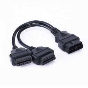 OBD2  male  to 2  female  Splitter  Y Cable  OBD-ii Scan Tool OBD 16 Pin Extension Multi Cable 