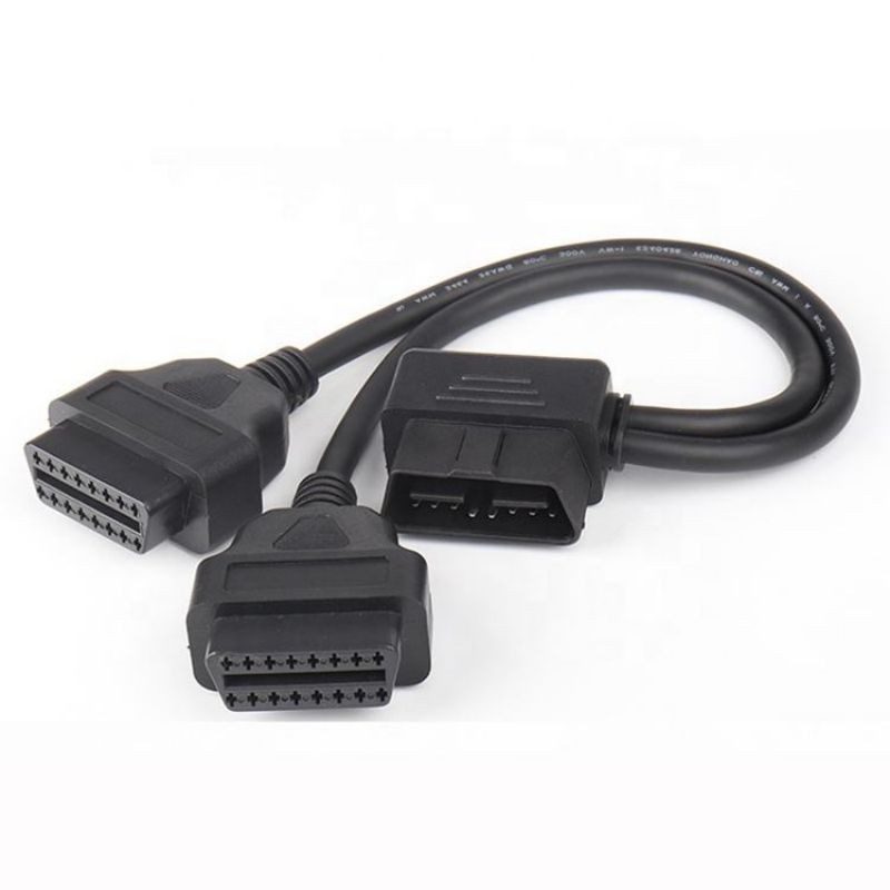 OBDii  16pin  Splitter  Y Cable  Vehicle diagnostic cable   OBD2  male to  femlae  Y Splitter Cable