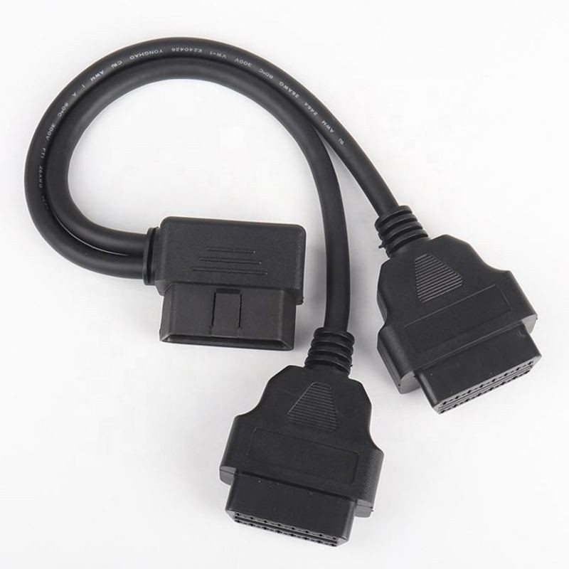60cm Obd2 Connection Cable Extension Kit Diagnosis Obd2 16 Pin  Y Splitter Cable