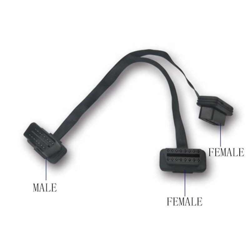 OEM 13Cm  30Cm  16 Pin Obd2 Male To 2 Female Cable  Obd2 Obdii 16Pin Flat Extension Cable 