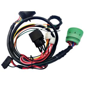 Green type  2 J1939 9-pin splitter Y cable ELD cable  with rubber bracket and relay for Heavy Duty Fleet Cable
