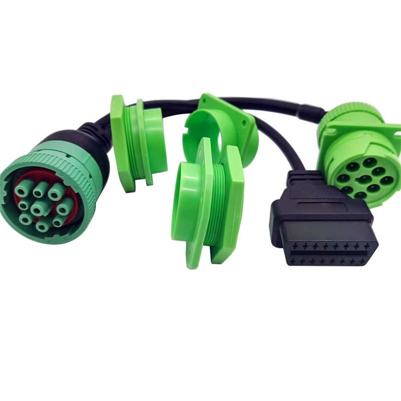 J1939 9 pin  male  to J1939 9pin  female  and obd2 16pin  female Splitter Y Cable with Rubber Brackets  HD16-9-1939S-P080 HD10-9-1939P-BP03 HD10-9-1939P-P080