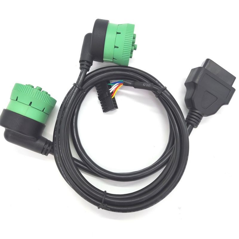  Type 2 9Pin J1939  to  Type2 J1939 and DB 15Pin Cable 90 Degree ELD Cable J1939 to OBD2 Cable