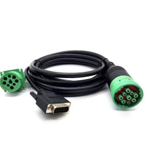 Type2 J1939  9 Pin to J1939 Type2 Receptacle and DB 15Pin  Long Type Cable