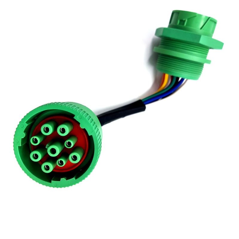 Type 2 Green J1939  9pin to Receptacle ELD Cable GPS Tracker Truck Cable Code Reader HD16-9-1939S-P080  