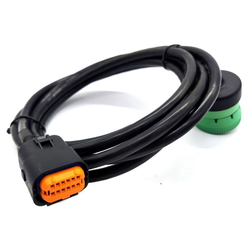 90 Degree   Type2 Green J1939 9pin   to 12P Cable ELD Cable GPS Tracker Truck Cable