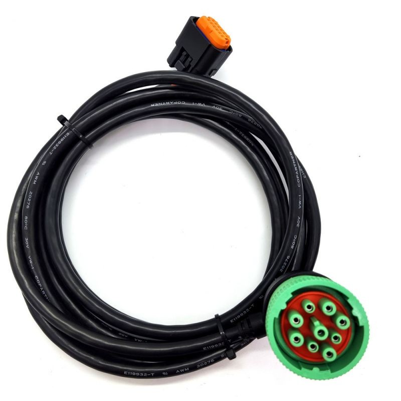 90 Degree   Type2 Green J1939 9pin   to 12P Cable ELD Cable GPS Tracker Truck Cable