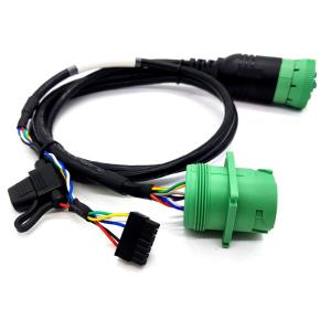 Type2  J1939  9pin  to J1939 9pin and 43025-1400 14pin with Fuse Holder  Splitter  Y Cable OBD2 Interface Code Reader HD16-9-1939S-P080