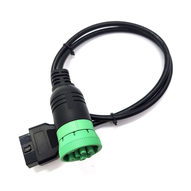 Direct Selling  green Type2  J1939 9pin  male  to OBD2  16pin  female  Cable GPS Tracker ELD cable For Heavy Duty Truck Cable