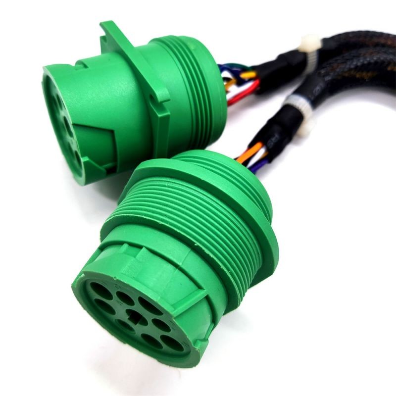 Wholesale  Green Type2 J1939 9pin  Female to 2 Male  J1939 9pin  Splitter Y Cable  HD10-9-1939P-BP03 HD16-9-1939S-P080