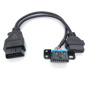 OBDII Splitter Y Cable  OBD2 16pin Male to 2 Female Extension  cable with Mount Bracket Wire Harness