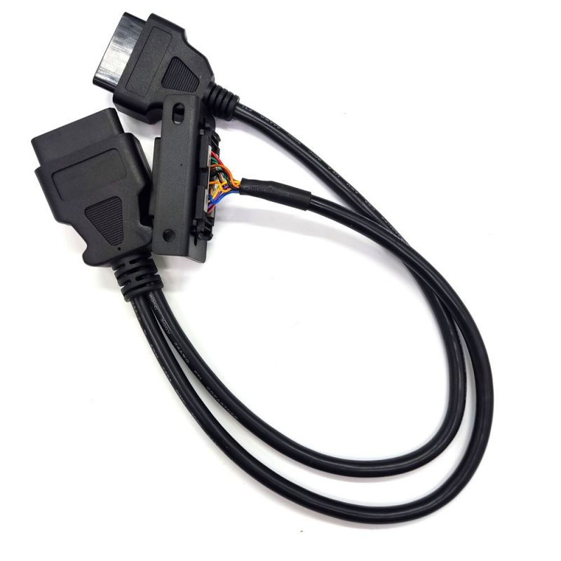 OBD2 16 Pin Male to Female  Splitter Y Cable With multiple brackets OBD Plug to Receptacle GPS Tracker ELD Cable